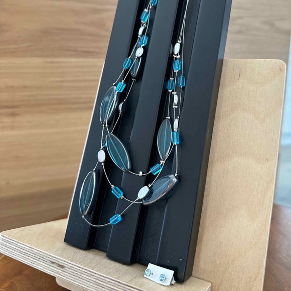 Duo necklace and earrings blue - Picture 1 of 1